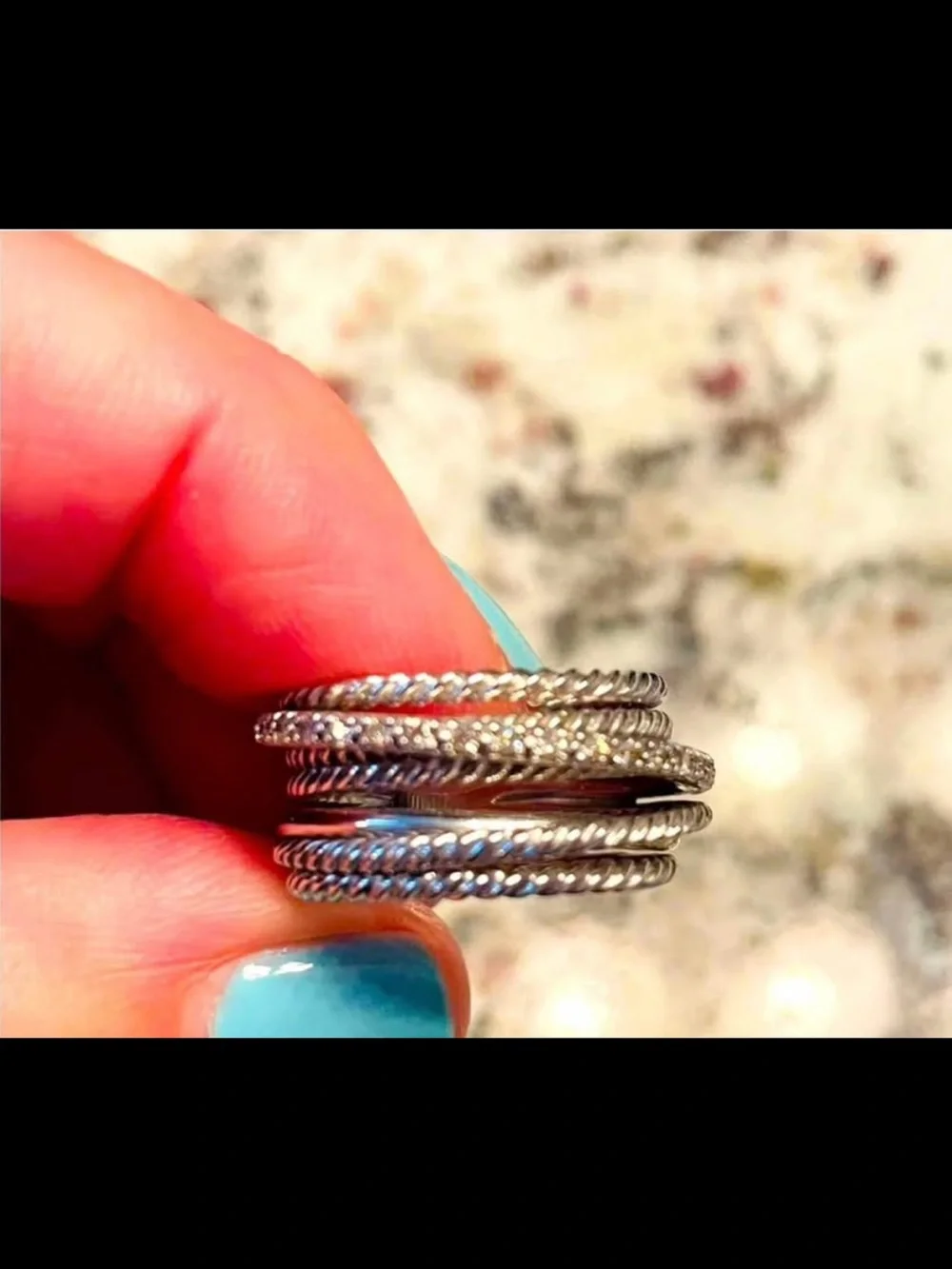 David Yurman Silver and Gold Multi-Row Cable Stackable Ring